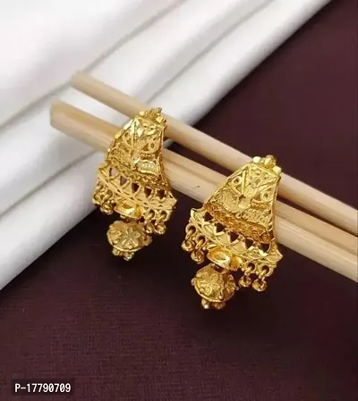 Golden Alloy Drop Earrings For Women