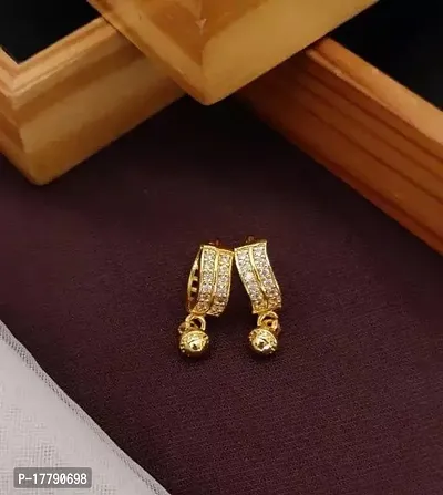 Golden Alloy Drop Earrings For Women-thumb0