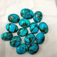 7.25 Ratti 6.89 Carat Natural Copper Turquoise 1 Pcs Firoza Oval Shape Loose Gemstone Chakra Healing Ratan-thumb1