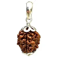 Originally Lab Certified Three Faced Teen Mukhi Nepali Rudraksha Beads Silver Plated Pendants Locket Jewellery-thumb2