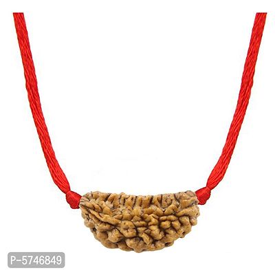 Original Certified One Mukhi 1 Face Shiv Rudraksha Half Moon Shape Nepali Beads Simple Pendant with Red Thread for Astrology Jewellery For Men Women-thumb0