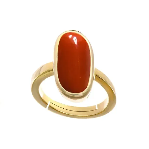 Beautiful Gold Plated Coral Gemstone Ring