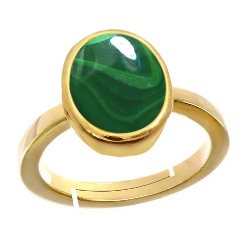 Plated Adjustable Malachite 3.25 Ratti Stone Ring Oval Shape Cabochon Cut For Men's & Women In Size 16 To 30