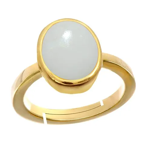 Plated Adjustable Opal 3.25 Ratti Stone Ring Oval Shape Cabochon Cut For Men's & Women In Size 16 To 30