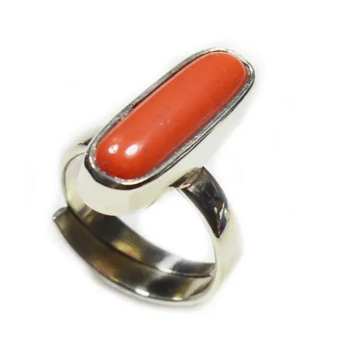 Astro Suggested Red Coral Silver Ring