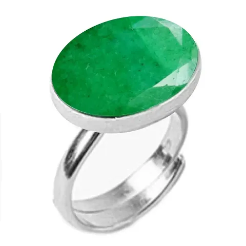 Beautiful Adjustable Green Emerald Flat Ring