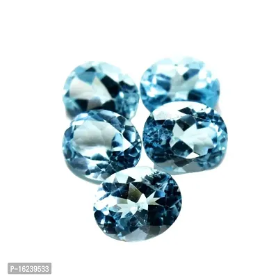 5.25 Ratti 4.77 Carat Natural Blue Topaz Oval Shape Nila Pukhraj Loose Gemstone Astrology Ratan 1 Pcs