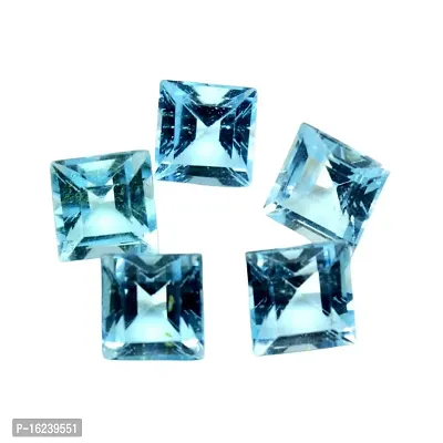 5.25 Ratti 4.77 Carat Natural Blue Topaz Princess Cut Nila Pukhraj Loose Gemstone Chakra Healing 1 Pcs