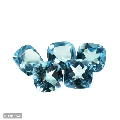 5.25 Ratti 4.77 Carat Natural Blue Topaz Cushion Shape Nila Pukhraj Loose Gemstone Astrological 1 Pcs