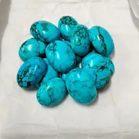 10.25 Ratti 9.25 Carat Natural Line Turquoise 1 Pcs Firoza Oval Shape Loose Gemstone Reselling Astrologer-thumb1