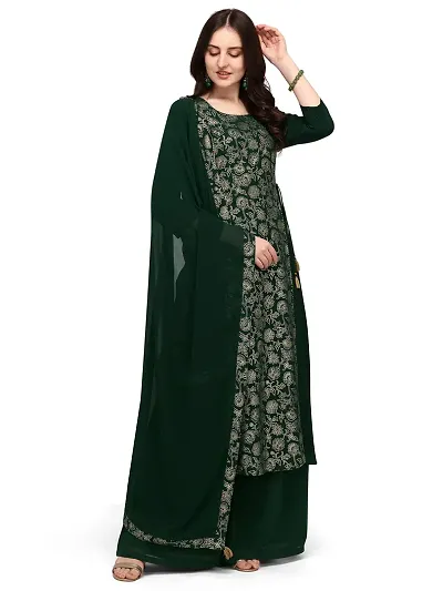 Stylish Crepe Anarkal Solid Kurta with Dupatta Set