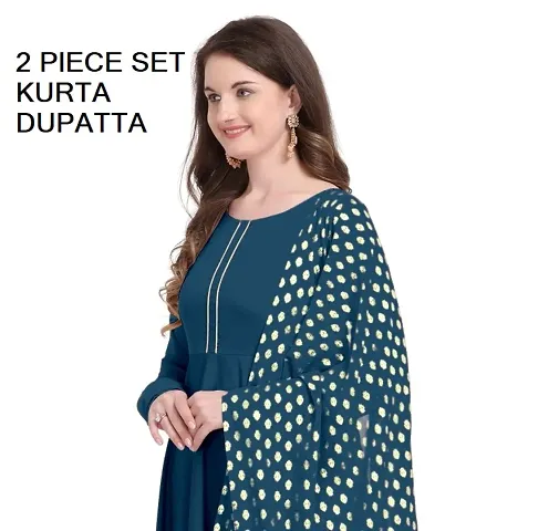 Fancy Anarkali long Kurti with Dupatta Set