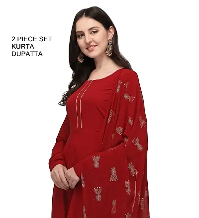 New In II Crepe Kurti with Dupatta Set