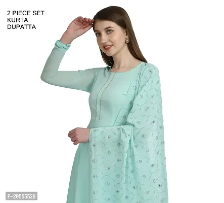 Fancy Anarkali long Kurti  with Dupatta Set