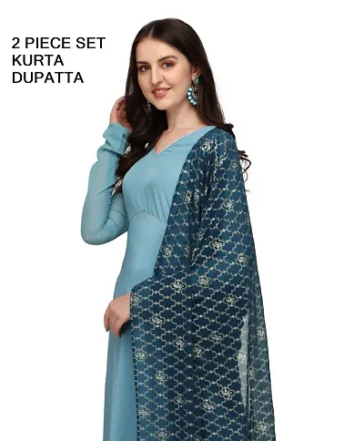 Fancy Anarkali long Kurti with Dupatta Set