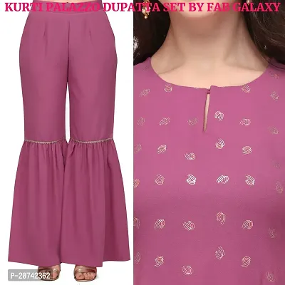 Fancy crepe kurti with bottom and Georgette printed dupatta Set-thumb4