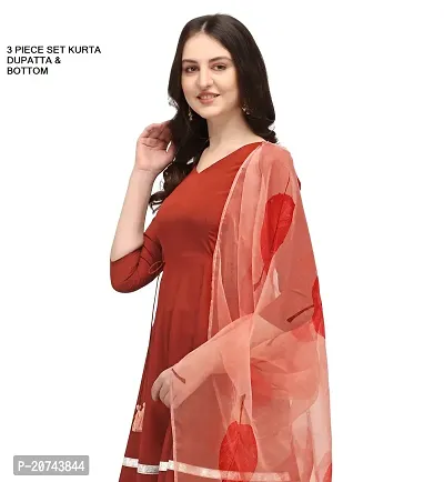 Fancy Crepe kurti with Bottom  and dupatta Set-thumb0