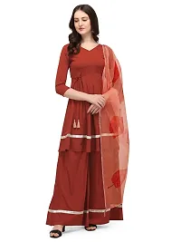 Fancy Crepe kurti with Bottom  and dupatta Set-thumb3