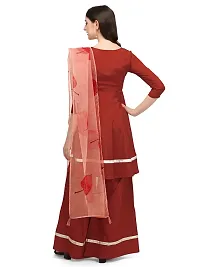 Fancy Crepe kurti with Bottom  and dupatta Set-thumb4