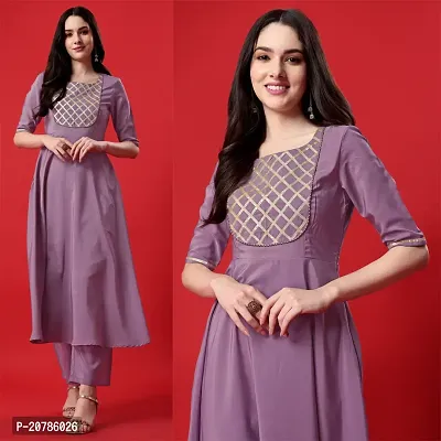 Flared long crepe kurti with Bottom  and dupatta Set