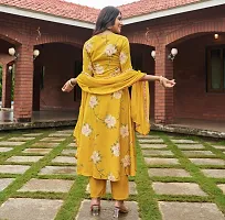 Flared long crepe kurti with Bottom  and dupatta Set-thumb4