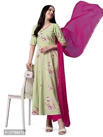 Classic Printed Crepe Anarkali  Kurta with Dupatta Set-thumb4