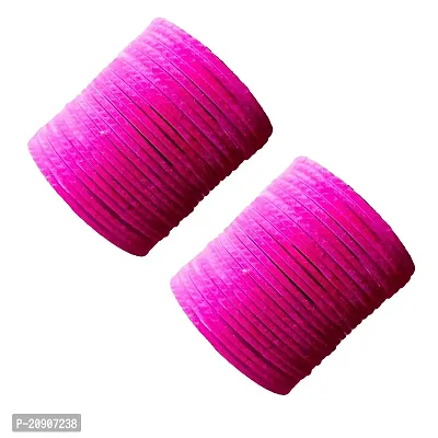 Glassery Glass Velvet Bangles for Women: Handmade, Elegant, and Stylish Bracelets - Perfect for Everyday Wear or Special Occasions (Pack of 48) (2.8) (Pink)-thumb0