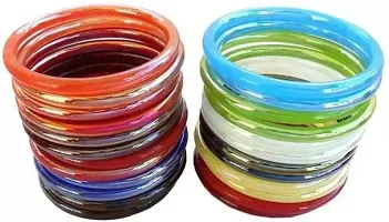 Glassery Multi Color Glossy Glass Plain Bangle Set For Women,Traditional Designer Glass Kada for Women, Girls (2.4)-thumb2