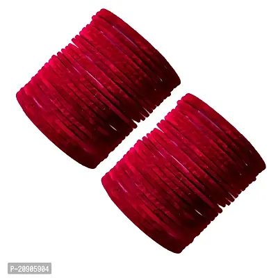 Glassery Glass Velvet Bangles for Women: Handmade, Elegant, and Stylish Bracelets - Perfect for Everyday Wear or Special Occasions (Pack of 48) (Maroon)-thumb0