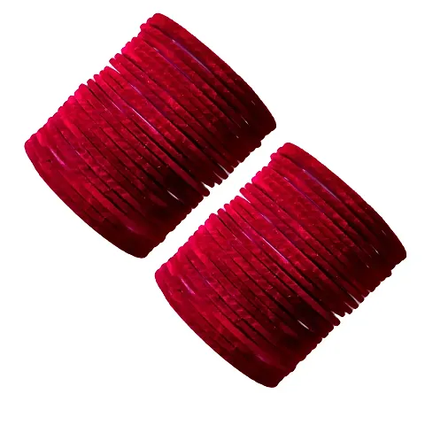 Glassery Glass Velvet Bangles for Women: Handmade, Elegant, and Stylish Bracelets - Perfect for Everyday Wear or Special Occasions (Pack of 48) (2.8) (Maroon)