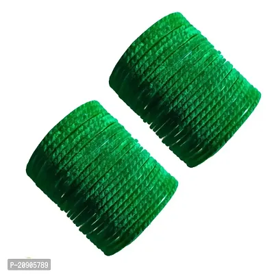 Glassery Glass Velvet Bangles for Women: Handmade, Elegant, and Stylish Bracelets - Perfect for Everyday Wear or Special Occasions (Pack of 48) (Green)