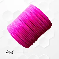 Glassery Glass Velvet Bangles for Women: Handmade, Elegant, and Stylish Bracelets - Perfect for Everyday Wear or Special Occasions (Pack of 48) (2.8) (Pink)-thumb1