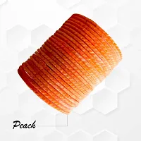 Glassery Glass Velvet Bangles for Women: Handmade, Elegant, and Stylish Bracelets - Perfect for Everyday Wear or Special Occasions (Pack of 48) (2.8) (Peach)-thumb1