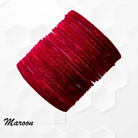 Glassery Glass Velvet Bangles for Women: Handmade, Elegant, and Stylish Bracelets - Perfect for Everyday Wear or Special Occasions (Pack of 48) (2.8) (Maroon)-thumb1