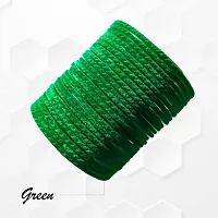 Glassery Glass Velvet Bangles for Women: Handmade, Elegant, and Stylish Bracelets - Perfect for Everyday Wear or Special Occasions (Pack of 48) (Green)-thumb1