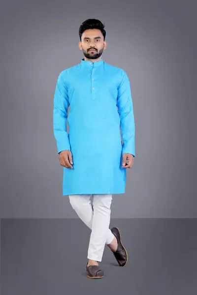 Reliable Cotton Blend Solid Kurta And Pajama Sets For Mens