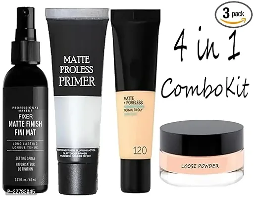 Festive Special Makeup kit combo of Face Primer, foundation, Loose Powder and Makeup Fixer (4 Items in the set)