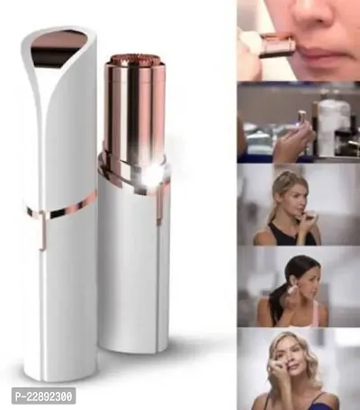 Hair Remover Skincare Lipstick Shape Mini Epilator Trimmer Machine For Women With LED Light With Battery For Face, Upper Lip, Chin, Eyebrow, Body, Cheek Etc (White)