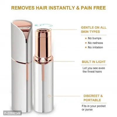 Hair Remover Skincare Lipstick Shape Mini Epilator Trimmer Machine For Women With LED Light With Battery For Face, Upper Lip, Chin, Eyebrow, Body, Cheek Etc (White)-thumb2