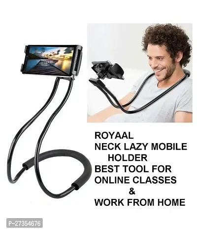 Lazy Neck Phone Holder, Neck Hanging Mobile Cell Phone Stand, Flexible Rotating Mounts for Smartphones (Black)-thumb0