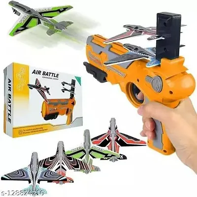 Catapult Aircraft Air Battle Gun with 4 Glider Planes for Kids