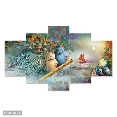 DYPZY Uv Coated Mdf Framed Radha Krishna  3D Religious Painting For Wall And Home Decor ( 75 Cm X 43 Cm ) - Set Of 5 Wall Painting, Multicolour-thumb3
