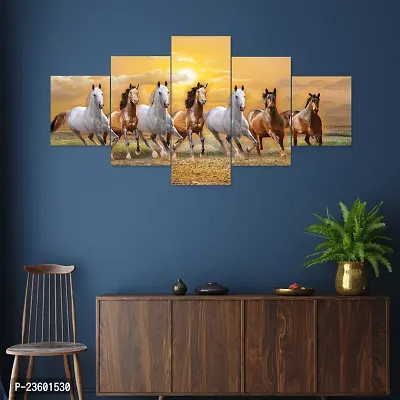 DYPZY Uv Coated Mdf Framed Horse 3D Religious Painting For Wall And Home Decor ( 75 Cm X 43 Cm ) - Set Of 5 Wall Painting, Multicolour