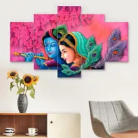 DYPZY Uv Coated Mdf Framed Radha Krishna  3D Religious Painting For Wall And Home Decor ( 125 Cm X 60 Cm ) - Set Of 5 Wall Painting, Multicolour-thumb4