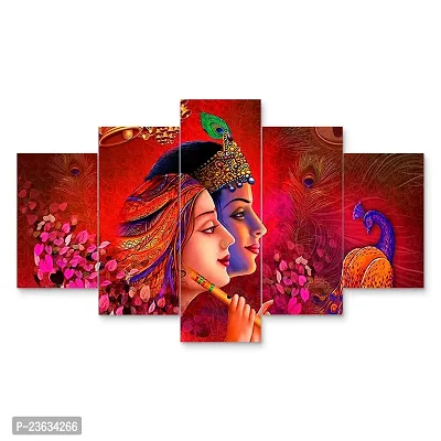 DYPZY Uv Coated Mdf Framed Radha Krishna  3D Religious Painting For Wall And Home Decor ( 125 Cm X 60 Cm ) - Set Of 5 Wall Painting, Multicolour-thumb3