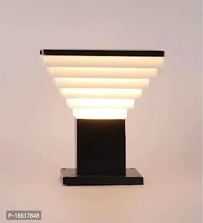 Modern Shape Pole Lamp/Gate Light/Outdoor Lamp/Outdoor Light/Pillar Light for Outdoor Home, Down-Stair Design, Black, Pack of 1