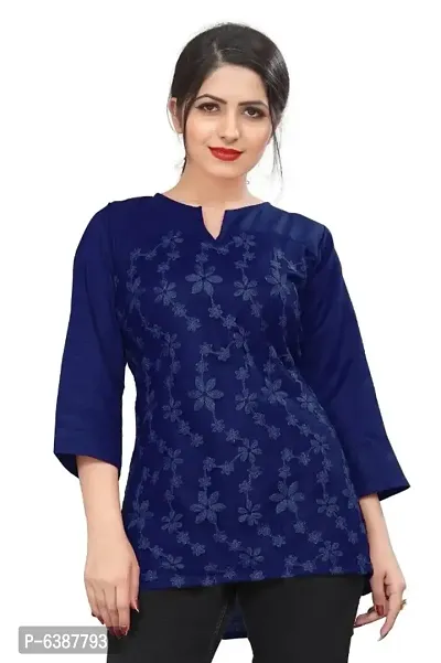 Stylish Cotton Embroidered 3/4 Sleeves Top For Women