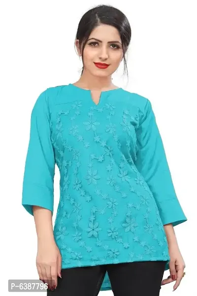 Stylish Cotton Embroidered 3/4 Sleeves Top For Women