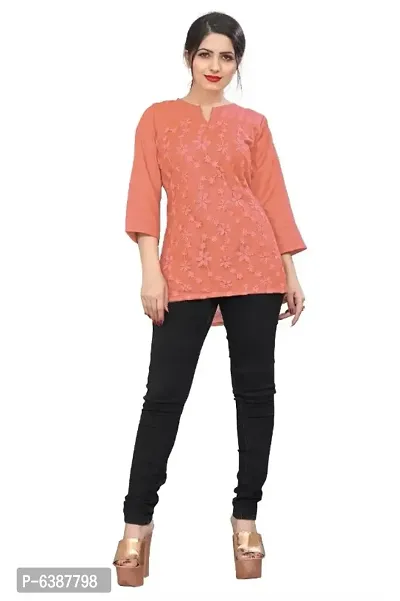 Stylish Cotton Embroidered 3/4 Sleeves Top For Women-thumb4