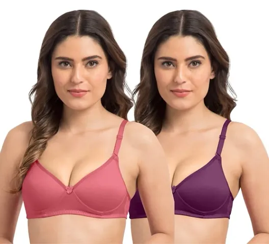 Buy INDOWEST Fashion Seamless Cotton Bra, Non Padded, Pack of 2, Beige &  White (30) at